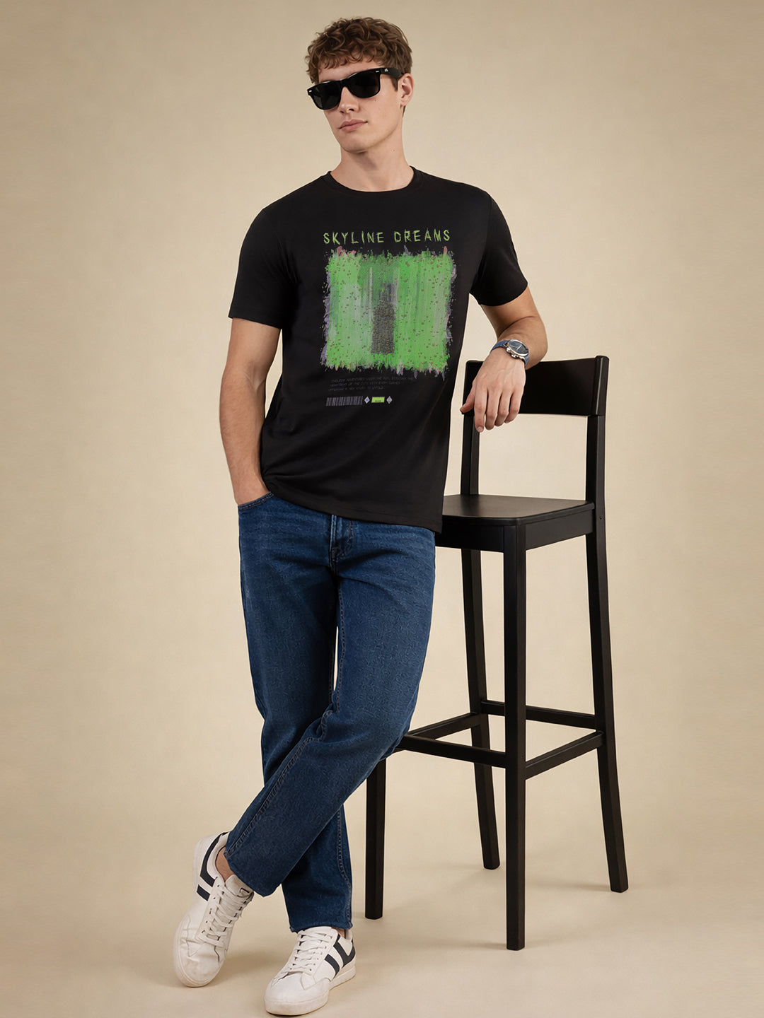 Men's Full-Front Graphic Printed Half Sleeves Regular Fit T-shirt