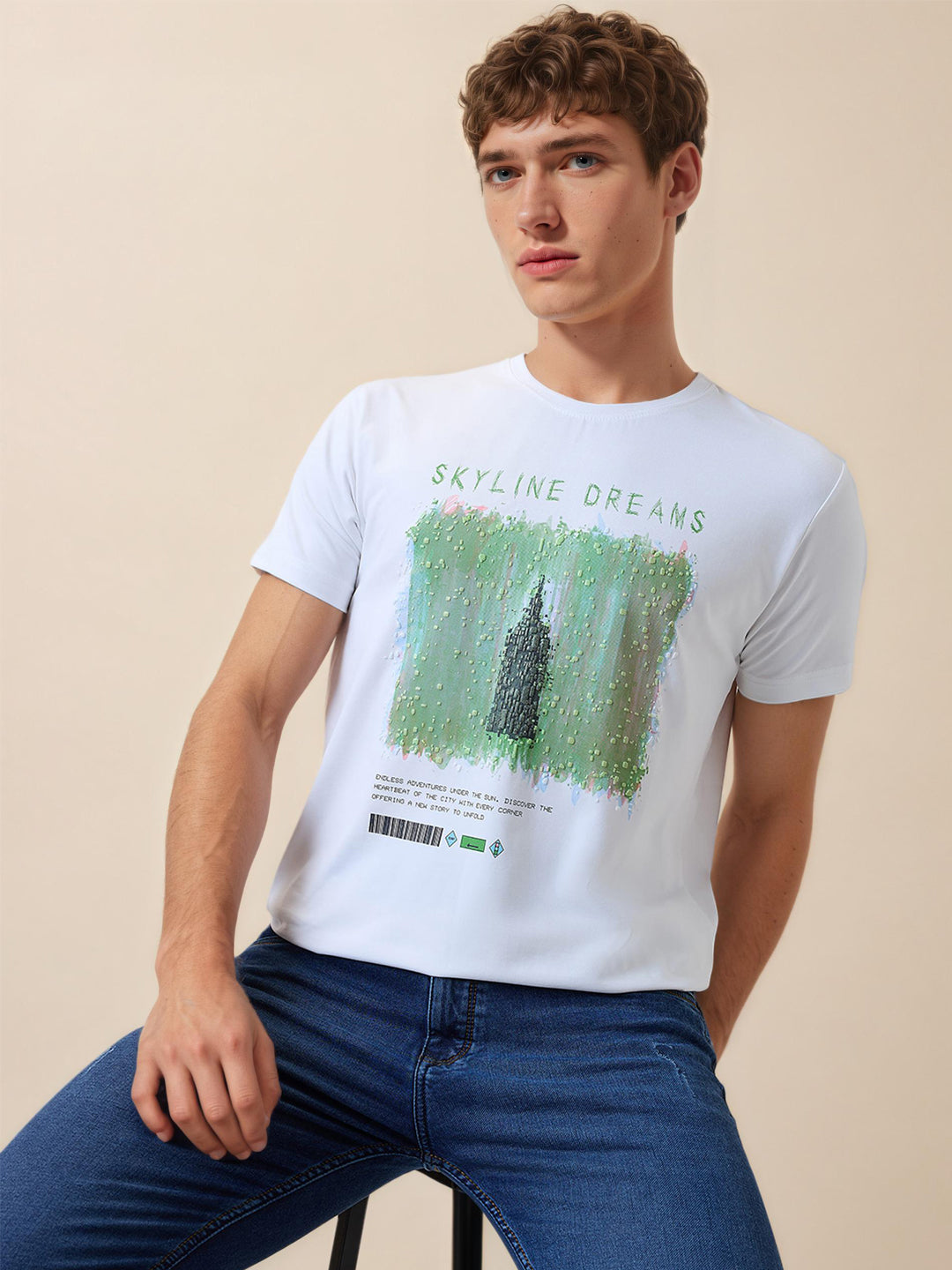 Status Quo Men's Printed Round Neck Half Sleeves Regular Fit T-shirt