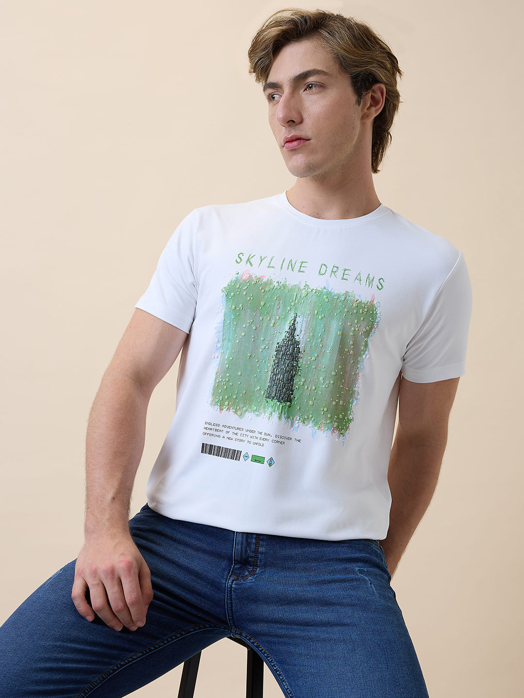 Status Quo Men's Printed Round Neck Half Sleeves Regular Fit T-shirt