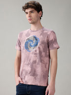 Status Quo Men's All-Over Typography Round Neck Half Sleeves Regular Fit T-Shirt