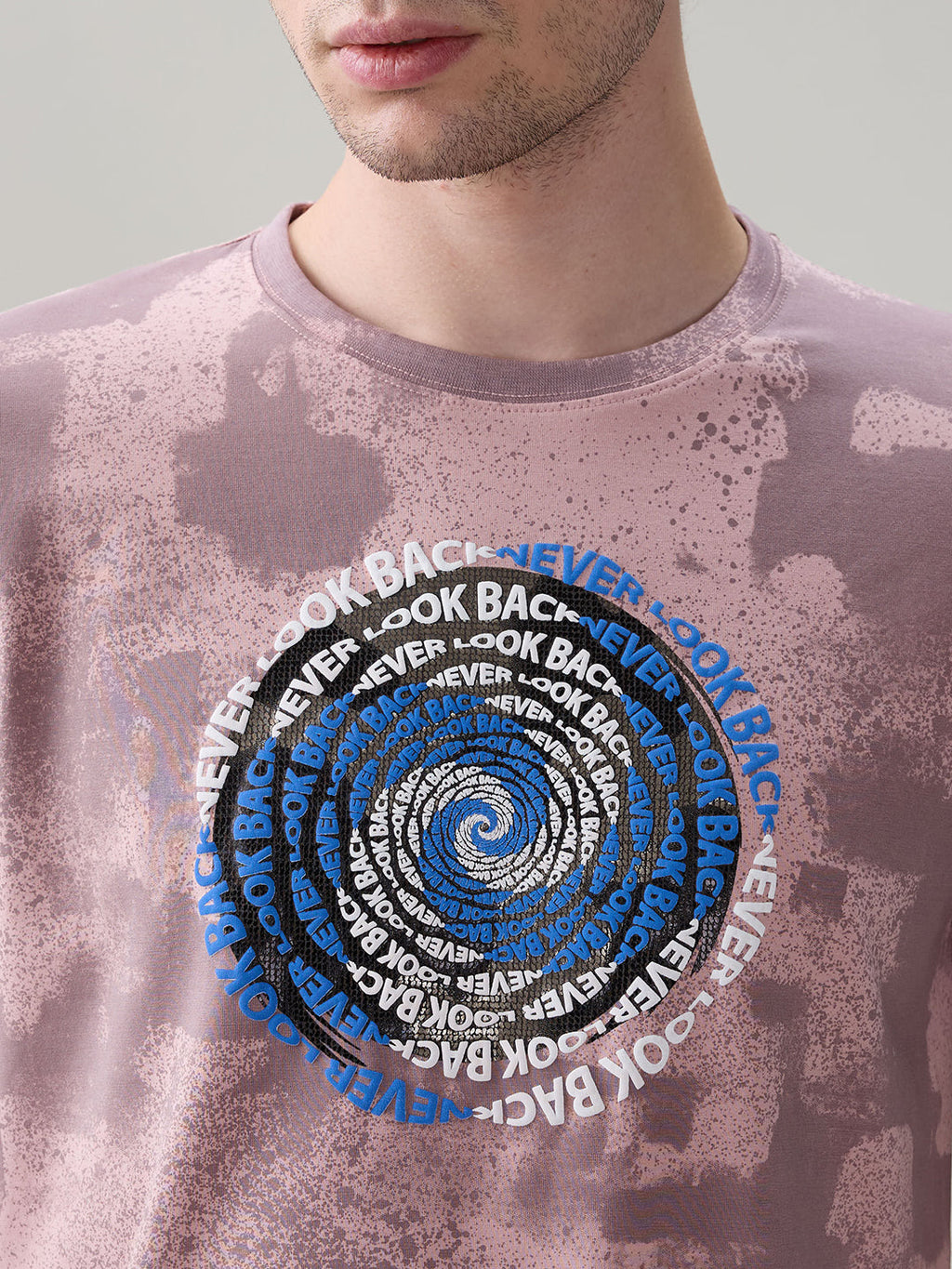 Status Quo Men's All-Over Typography Round Neck Half Sleeves Regular Fit T-Shirt
