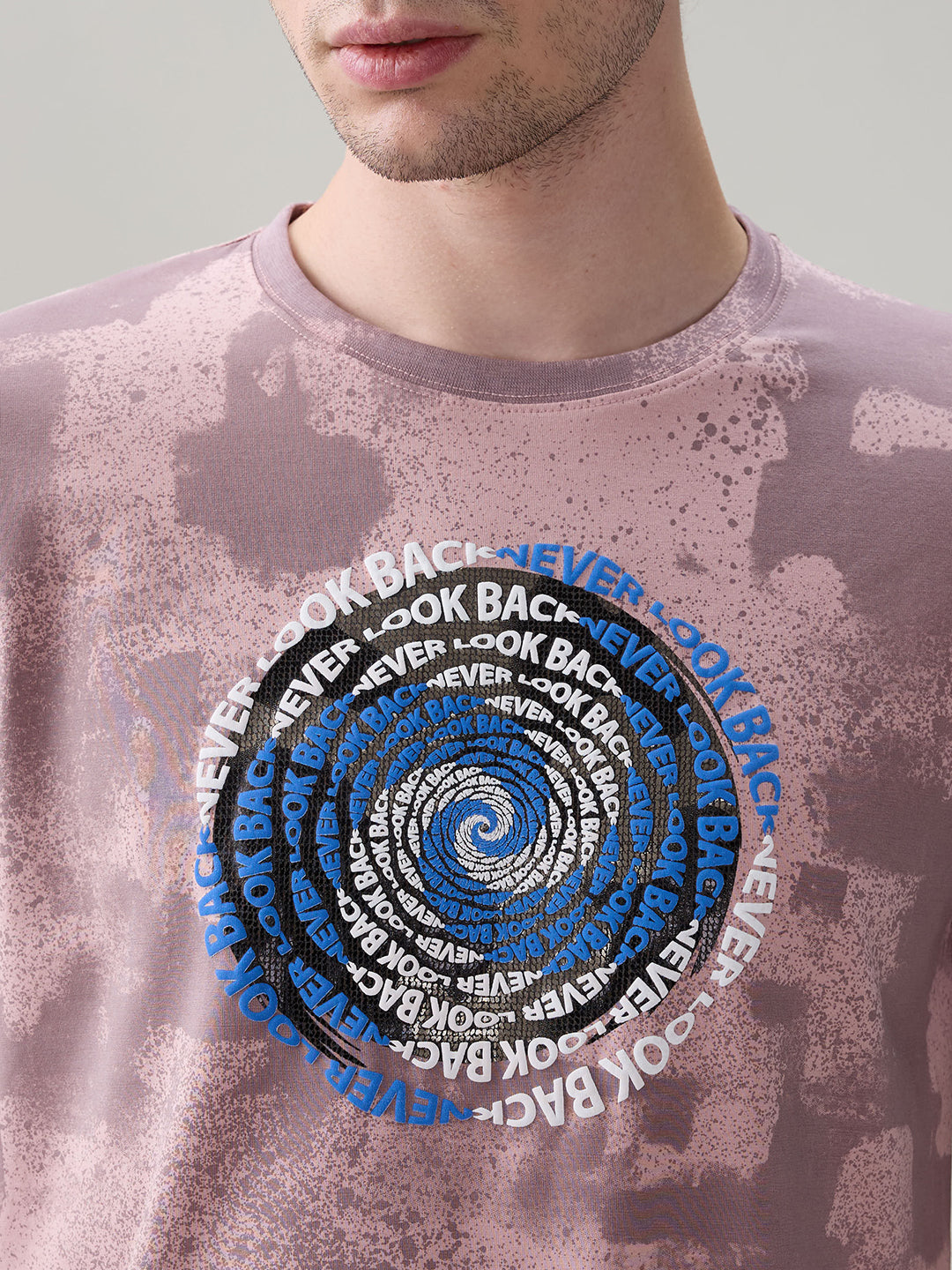 Status Quo Men's All-Over Typography Round Neck Half Sleeves Regular Fit T-Shirt