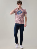 Status Quo Men's All-Over Typography Round Neck Half Sleeves Regular Fit T-Shirt