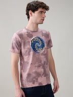 Status Quo Men's All-Over Typography Round Neck Half Sleeves Regular Fit T-Shirt