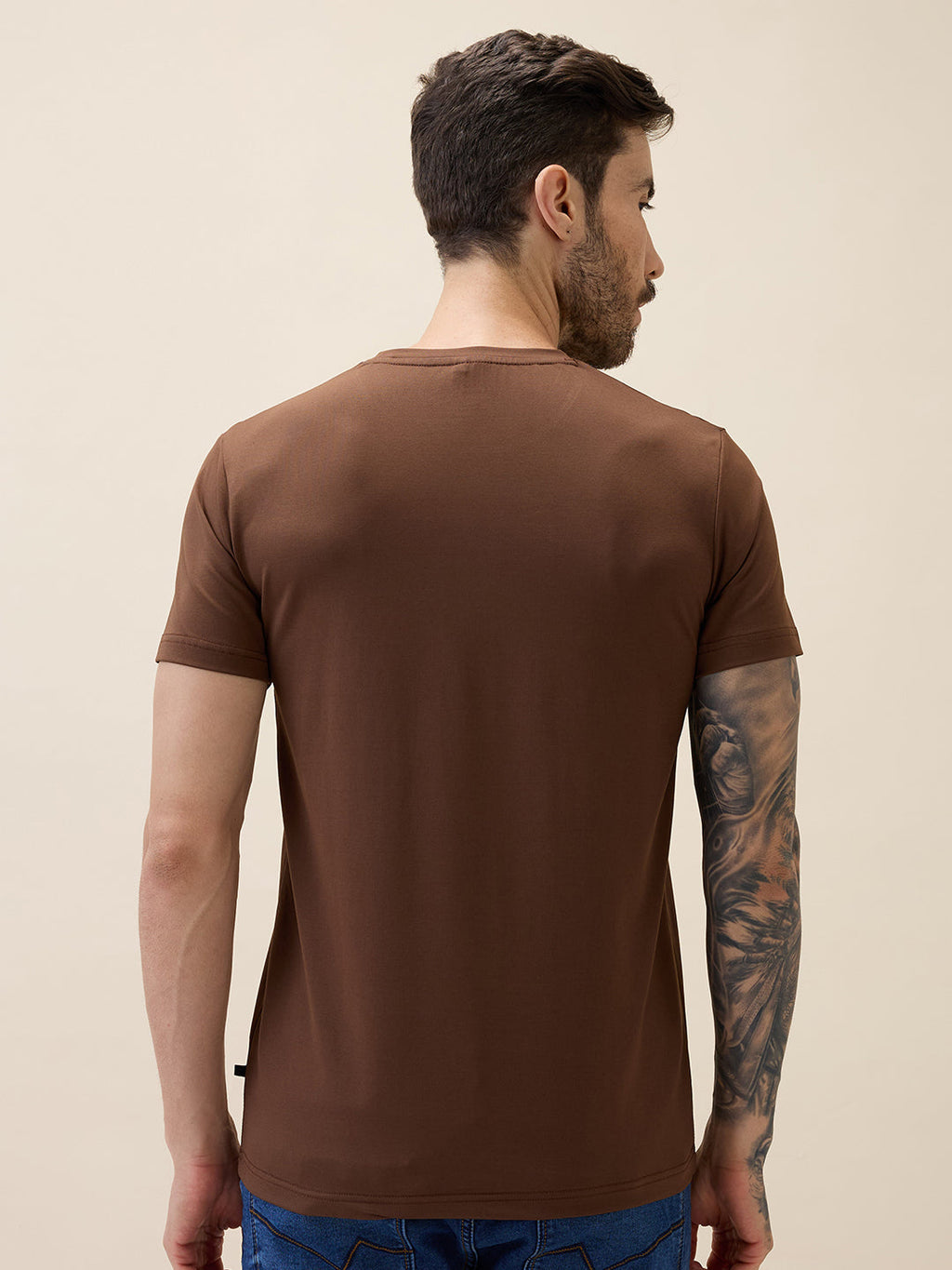Men's Printed Round Neck Half Sleeves Regular Fit Tshirt