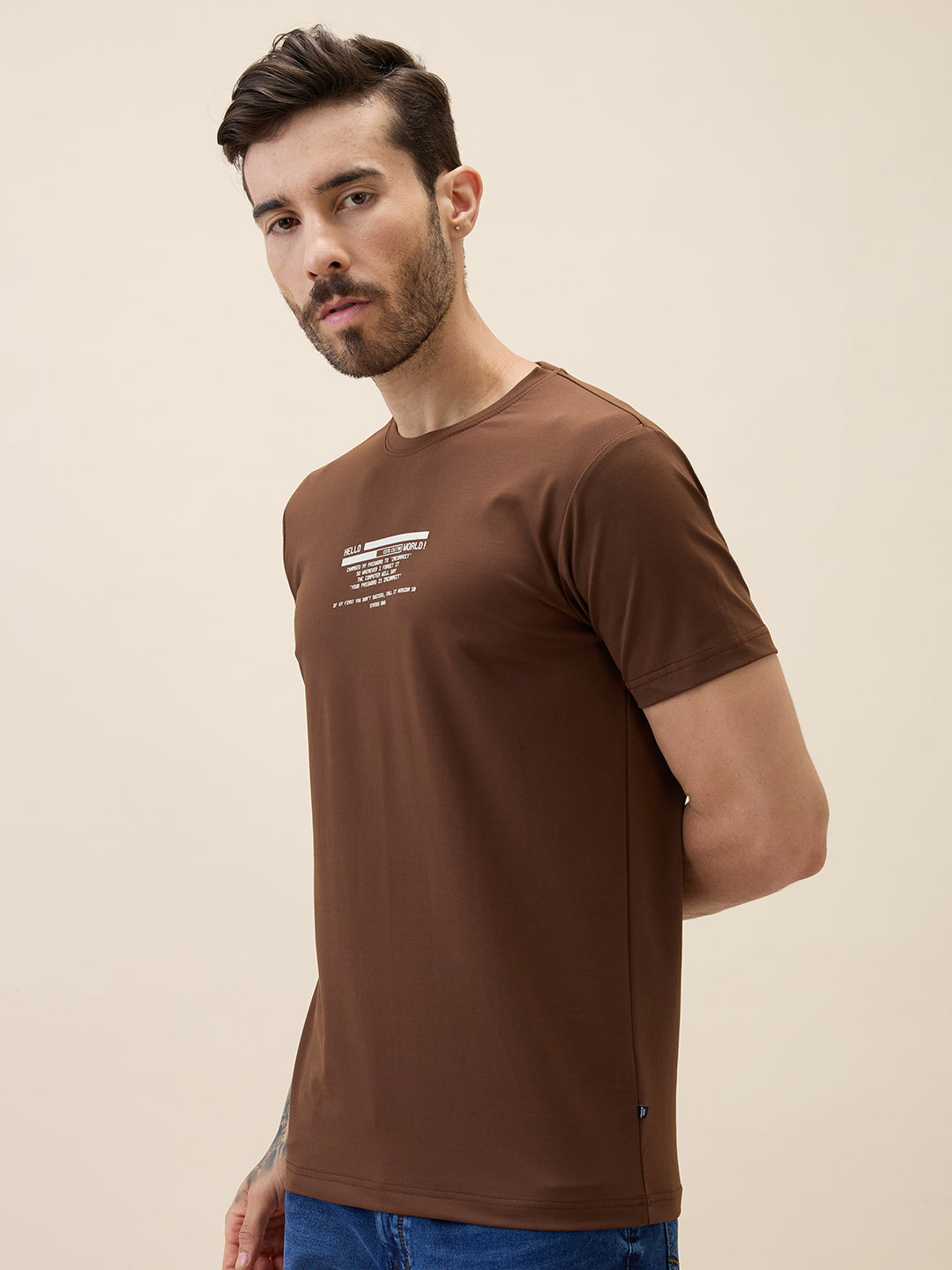 Men's Printed Round Neck Half Sleeves Regular Fit Tshirt