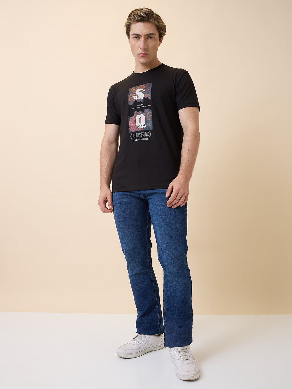 Status Quo Men's Printed Round Neck Half Sleeves Regular Fit T-shirt