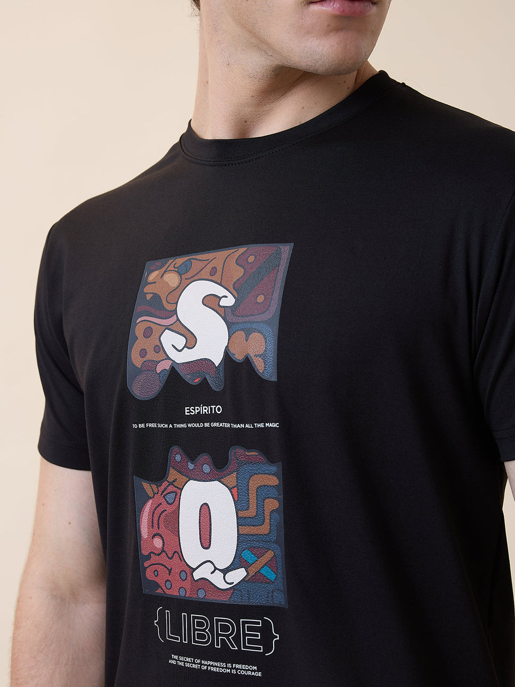 Status Quo Men's Printed Round Neck Half Sleeves Regular Fit T-shirt