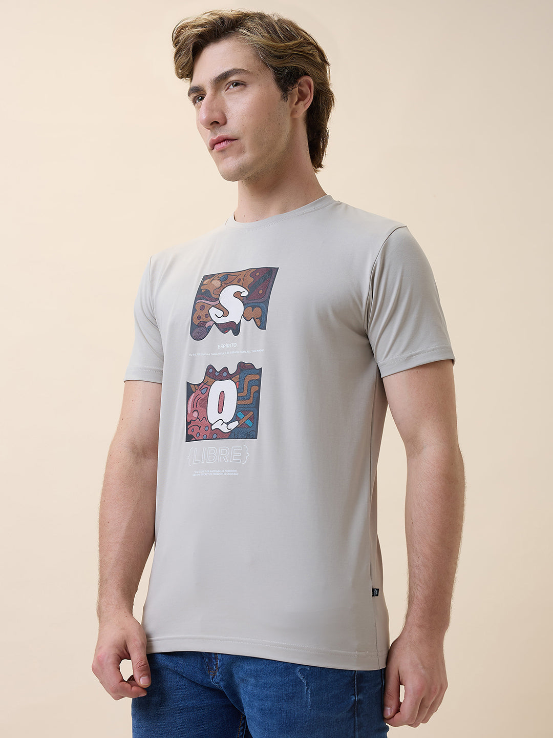 Status Quo Men's Printed Round Neck Half Sleeves Regular Fit T-shirt