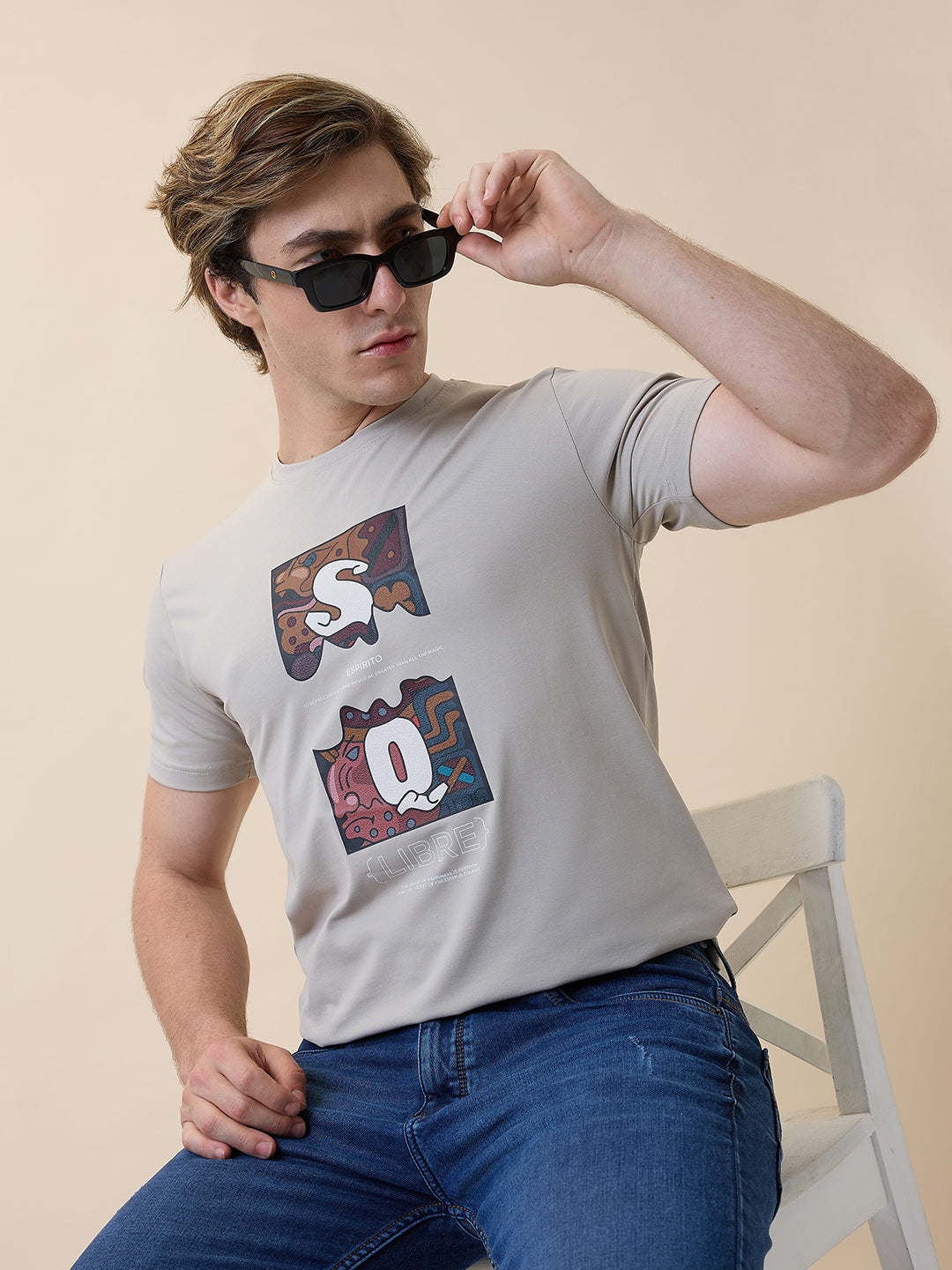 Status Quo Men's Printed Round Neck Half Sleeves Regular Fit T-shirt