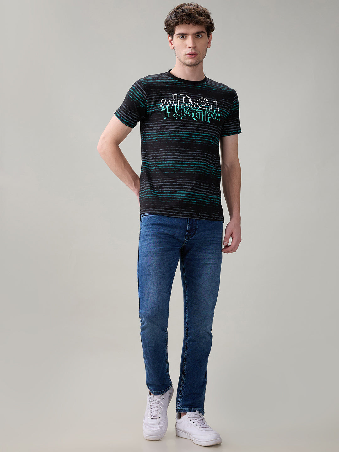 Status Quo Men's Printed Half Sleeves Round Neck Regular Fit T-Shirt