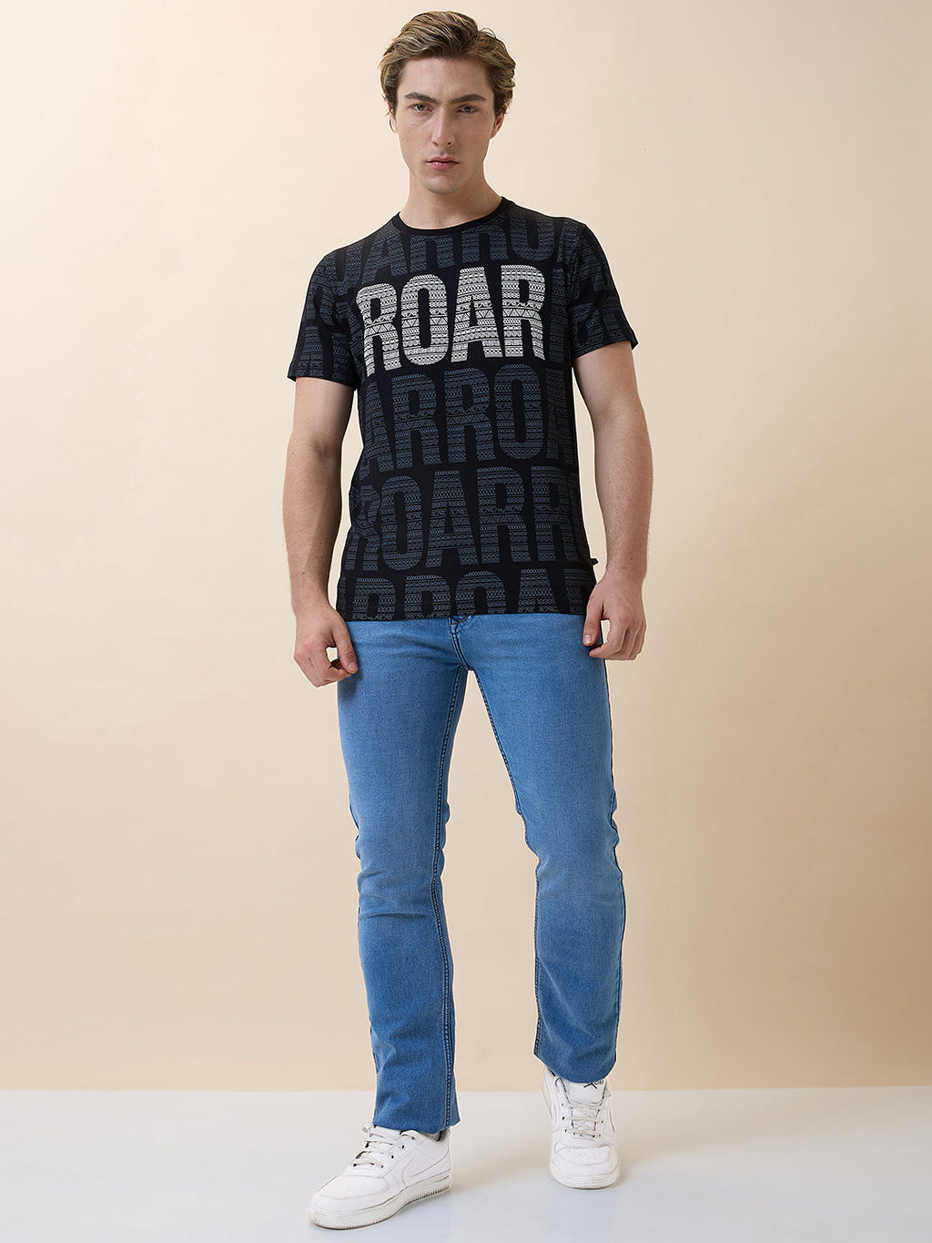 Status Quo Men's Printed Round Neck Half Sleeves Regular Fit T-shirt