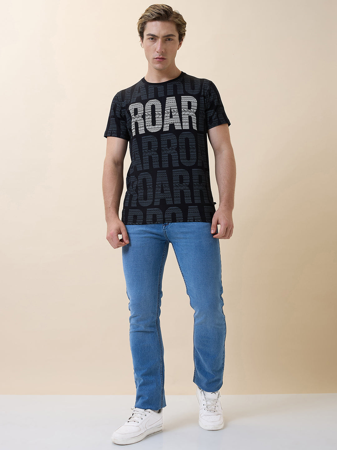 Status Quo Men's Printed Round Neck Half Sleeves Regular Fit T-shirt