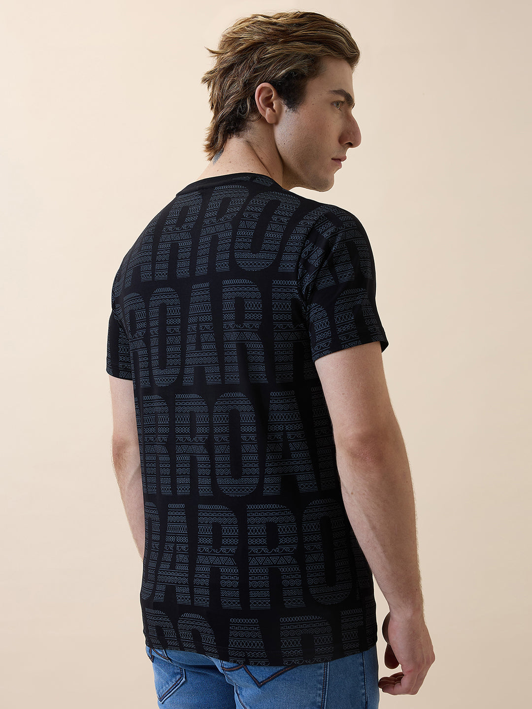 Status Quo Men's Printed Round Neck Half Sleeves Regular Fit T-shirt