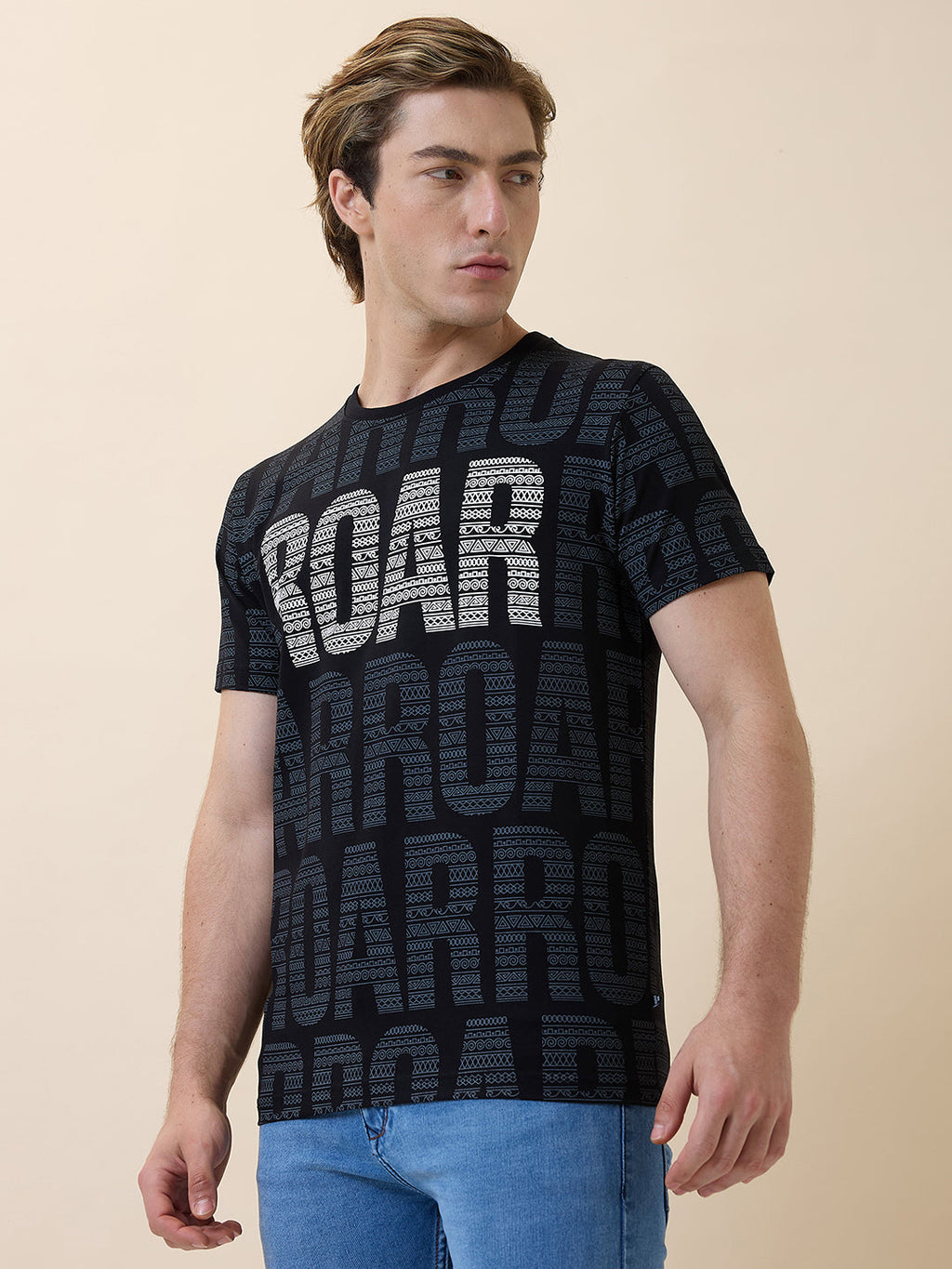 Status Quo Men's Printed Round Neck Half Sleeves Regular Fit T-shirt