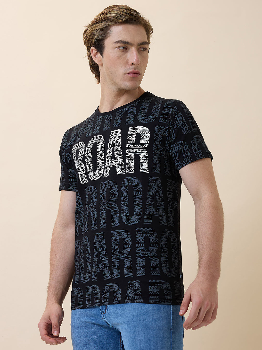 Status Quo Men's Printed Round Neck Half Sleeves Regular Fit T-shirt