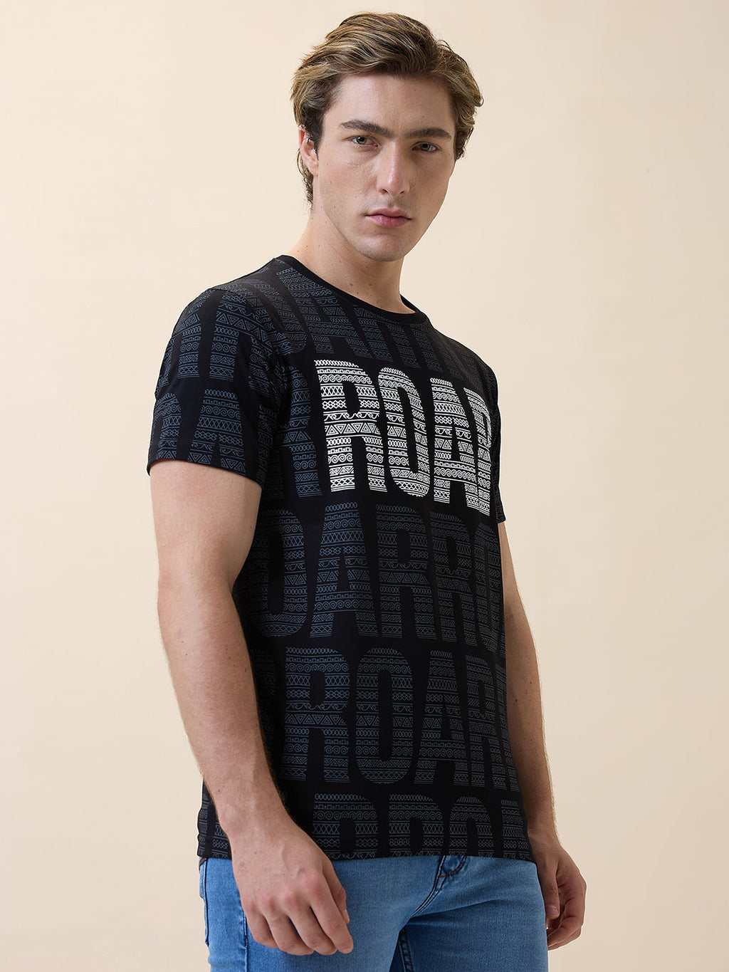 Status Quo Men's Printed Round Neck Half Sleeves Regular Fit T-shirt