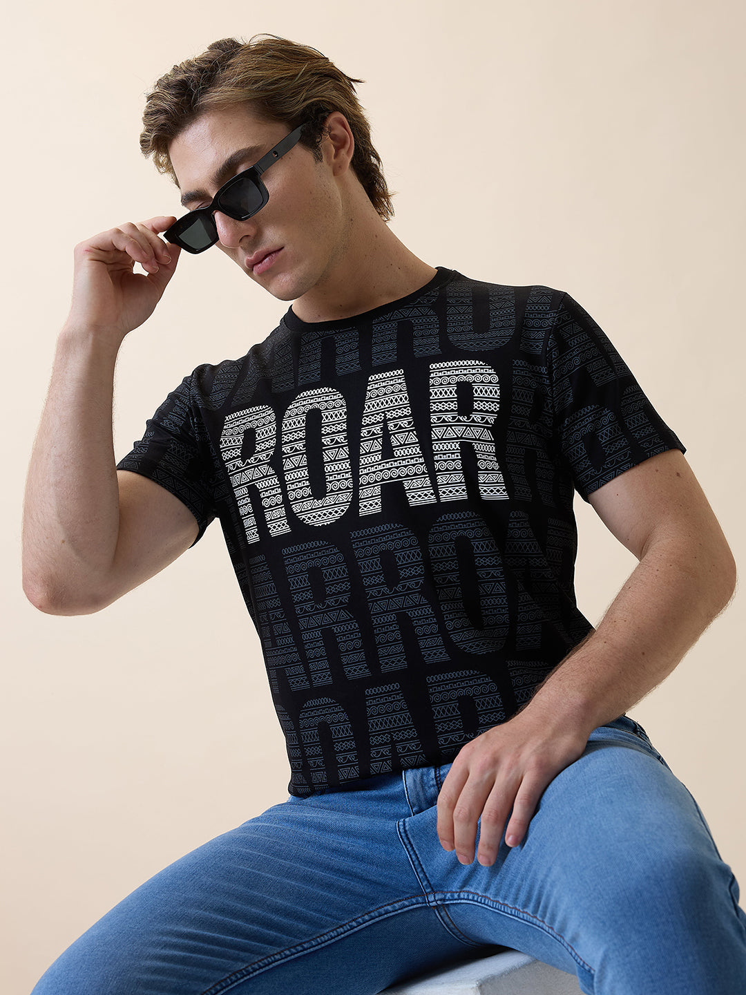 Status Quo Men's Printed Round Neck Half Sleeves Regular Fit T-shirt