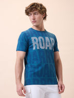 Men's All-Over Typography Round Neck Half Sleeves Regular Fit T-Shirt