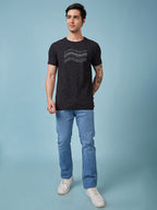 Men's Chest Printed  Round Neck Tshirt