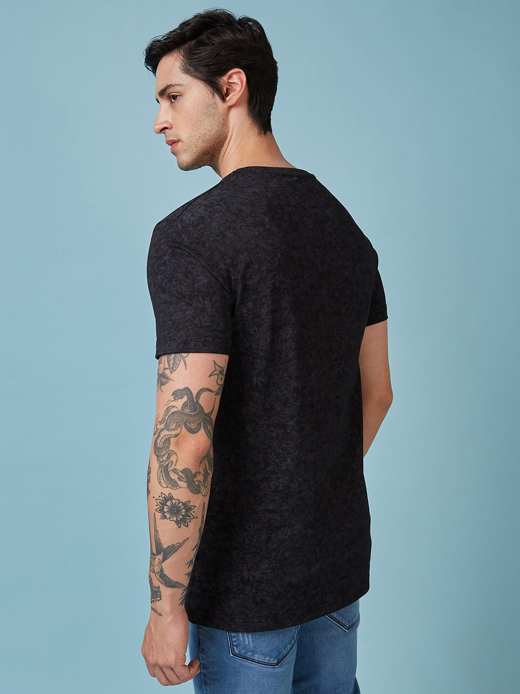 Men's Chest Printed  Round Neck Tshirt