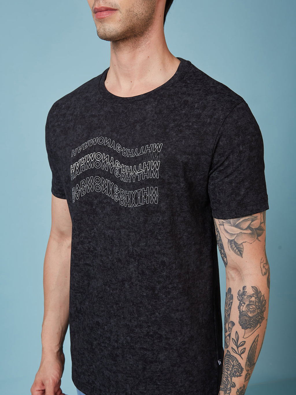 Men's Chest Printed  Round Neck Tshirt