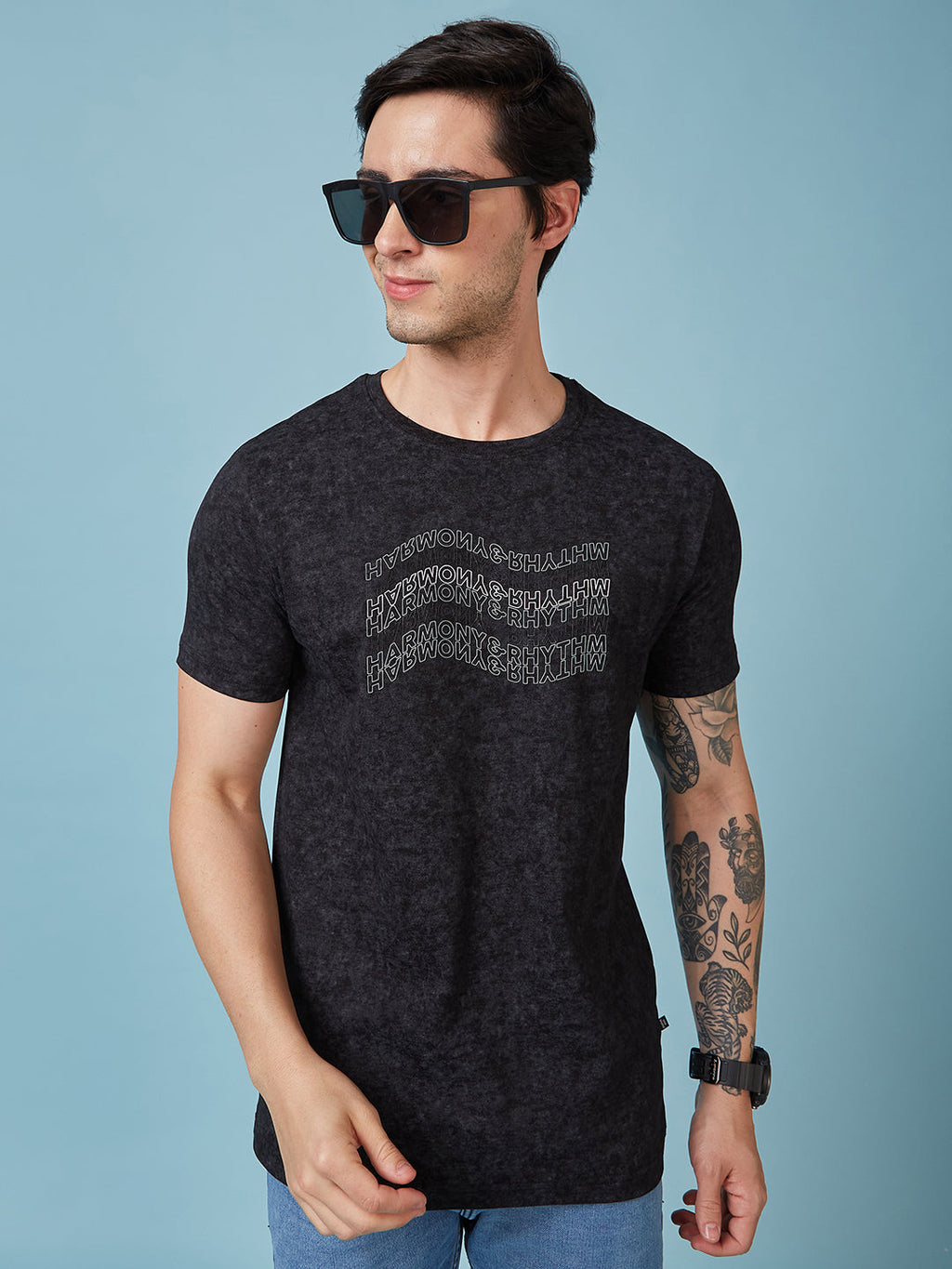 Men's Chest Printed  Round Neck Tshirt