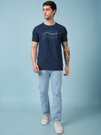 Men's Chest Printed  Round Neck Tshirt