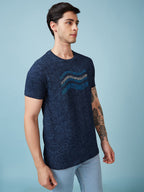 Men's Chest Printed  Round Neck Tshirt