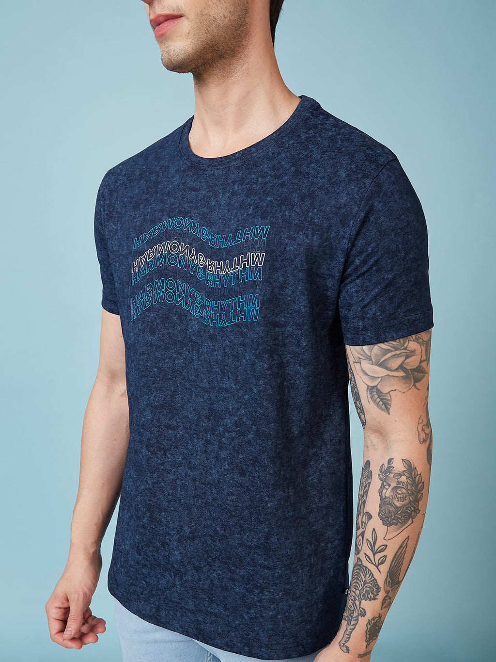 Men's Chest Printed  Round Neck Tshirt