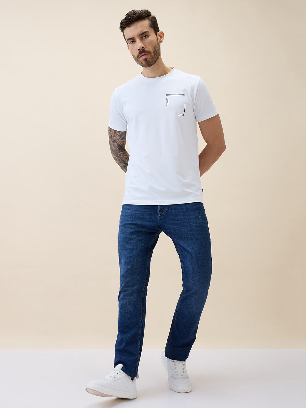 Men's Printed Round Neck Half Sleeves Regular Fit Tshirt