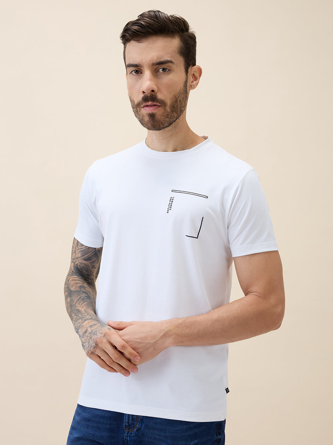 Men's Printed Round Neck Half Sleeves Regular Fit Tshirt Secondary image