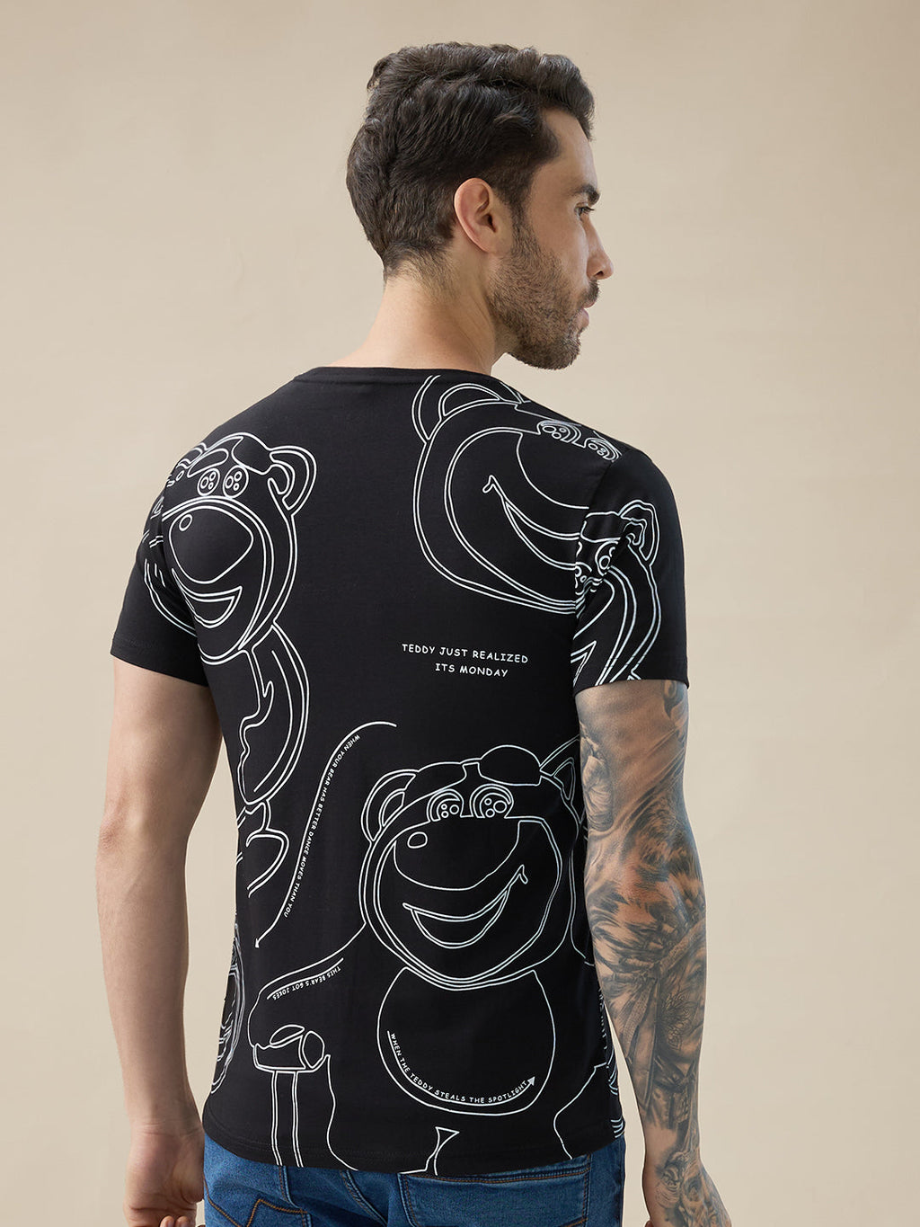 Men's Graphic Print Round Neck Half Sleeve Regular Fit T-Shirt