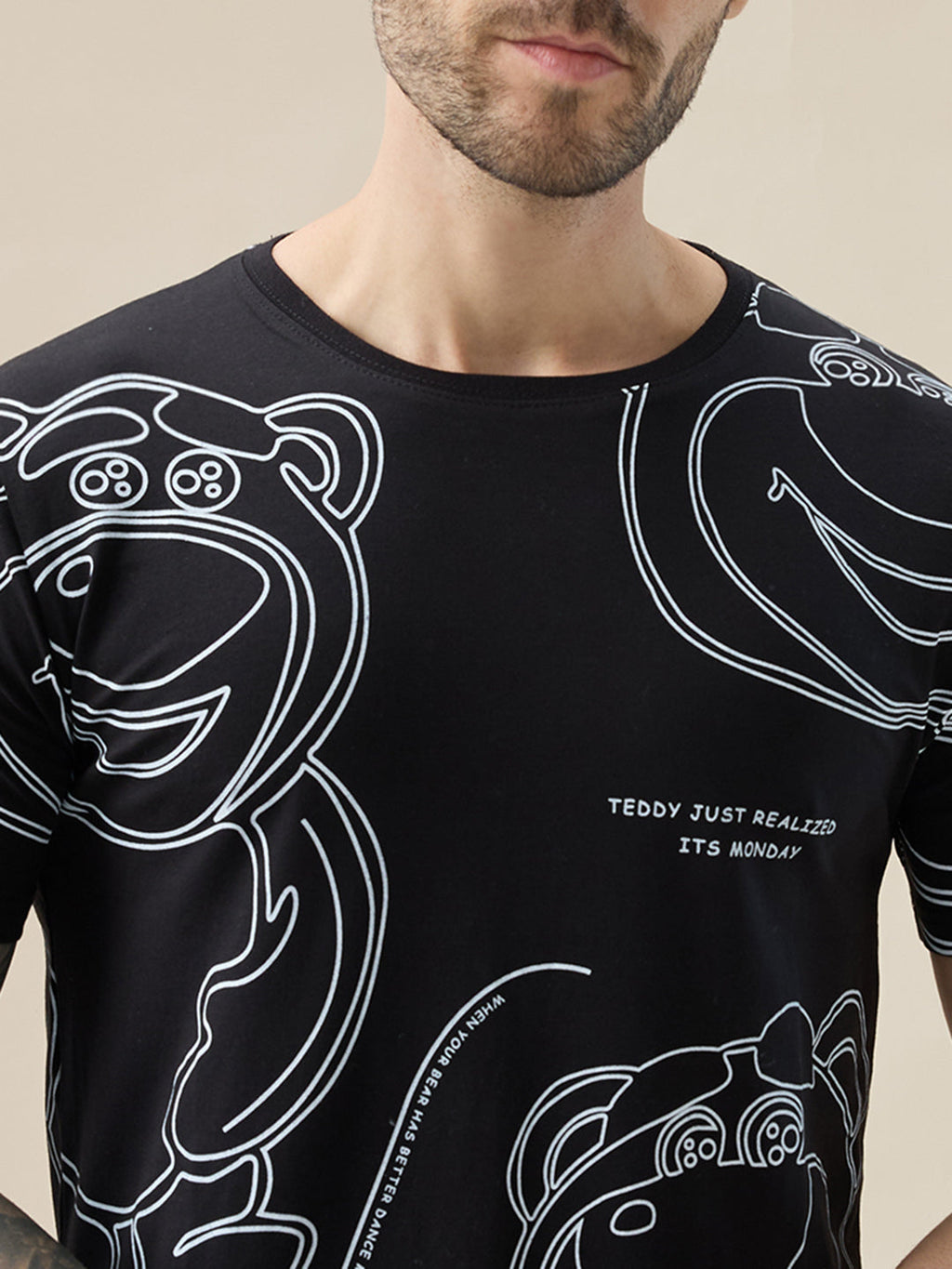 Men's Graphic Print Round Neck Half Sleeve Regular Fit T-Shirt