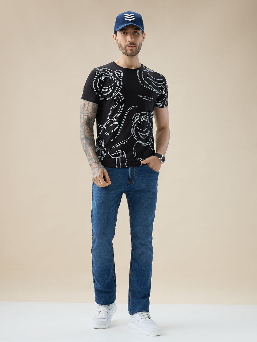 Men's Graphic Print Round Neck Half Sleeve Regular Fit T-Shirt