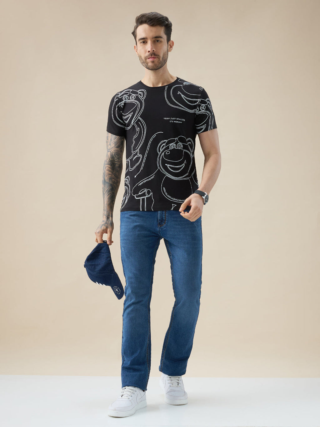 Men's Graphic Print Round Neck Half Sleeve Regular Fit T-Shirt