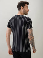 Mens Structured Striped Half Sleeves Regular Fit T-Shirt