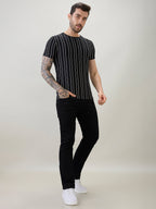 Mens Structured Striped Half Sleeves Regular Fit T-Shirt