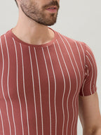 Men's Structured Striped Half Sleeves Regular Fit T-Shirt