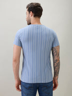 Men's Structured Striped Half Sleeves Regular Fit T-Shirt