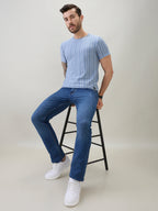 Men's Structured Striped Half Sleeves Regular Fit T-Shirt