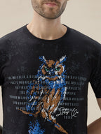Mens Geometric Textured Polo Neck Half Sleeve Regular Fit T-Shirt