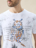 Men's Round Neck Half Sleeve T-Shirt with Graphic Typography Print