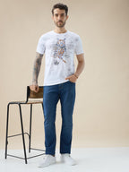 Men's Round Neck Half Sleeve T-Shirt with Graphic Typography Print