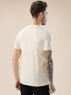 Mens Round Neck Half Sleeves T-Shirt with Rubberised Chest Typography