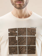 Mens Round Neck Half Sleeves T-Shirt with Rubberised Chest Typography
