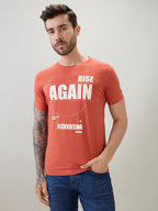 Mens Typography Print Front & Back Round Neck Half Sleeve T-Shirt