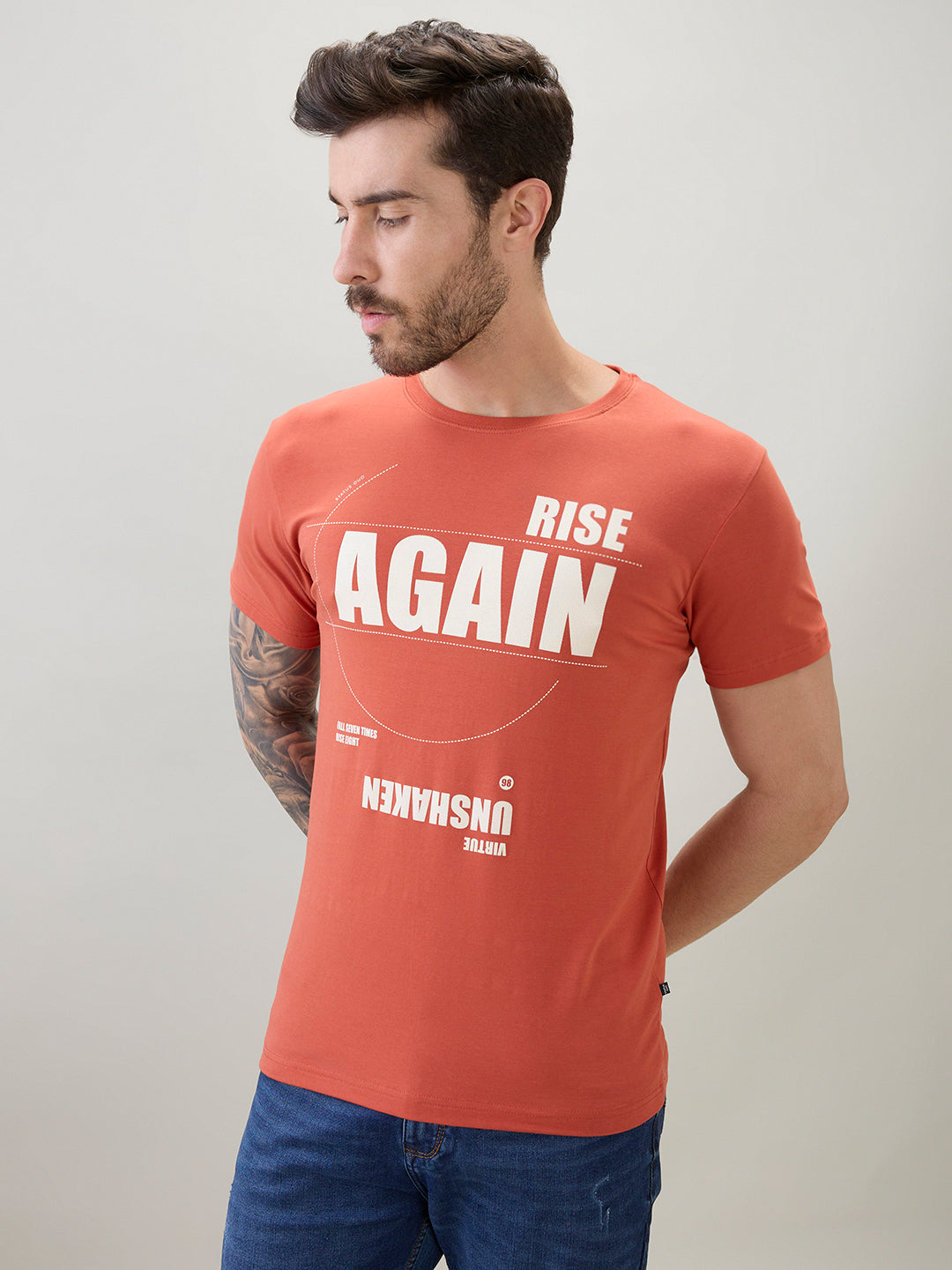 Mens Typography Print Front & Back Round Neck Half Sleeve T-Shirt Secondary image