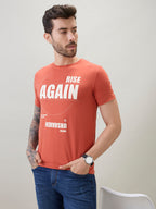 Mens Typography Print Front & Back Round Neck Half Sleeve T-Shirt