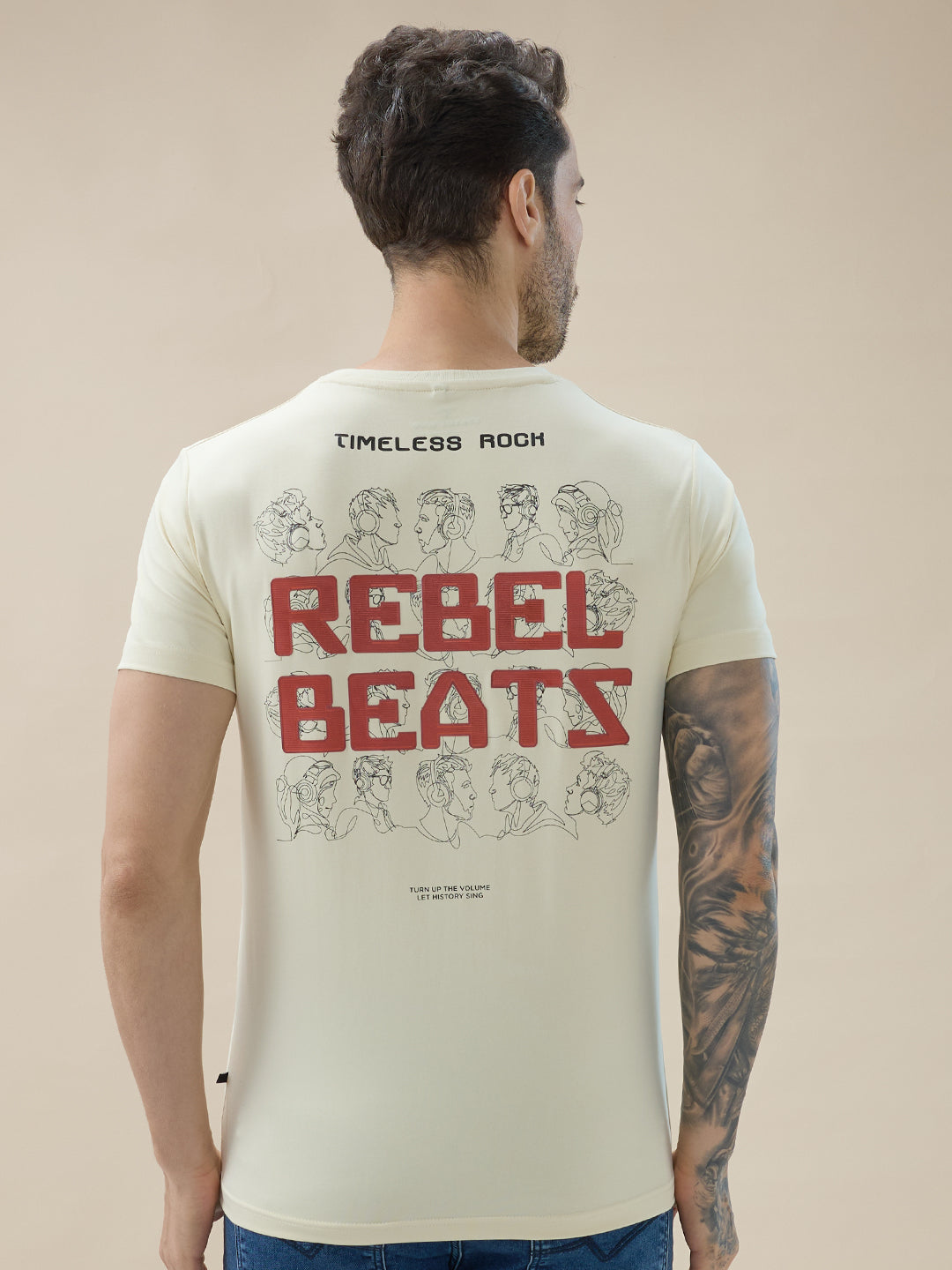 Men's Round Neck Half Sleeve T-Shirt with Chest and Back Typography Print